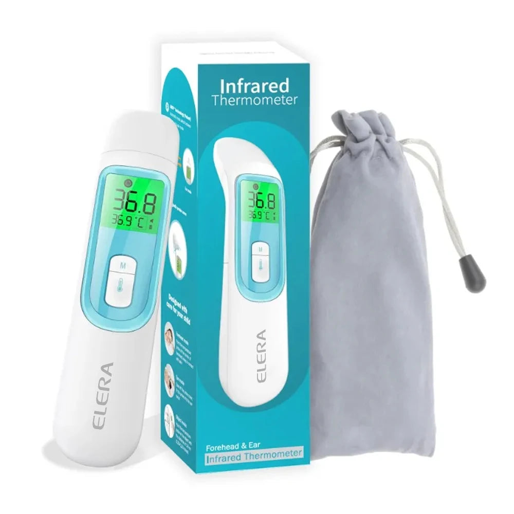 There is a image of the digital baby thermometer right beside the box in which it comes on. Beside the box, there is also a fabric cover to protect the baby digital thermometer.